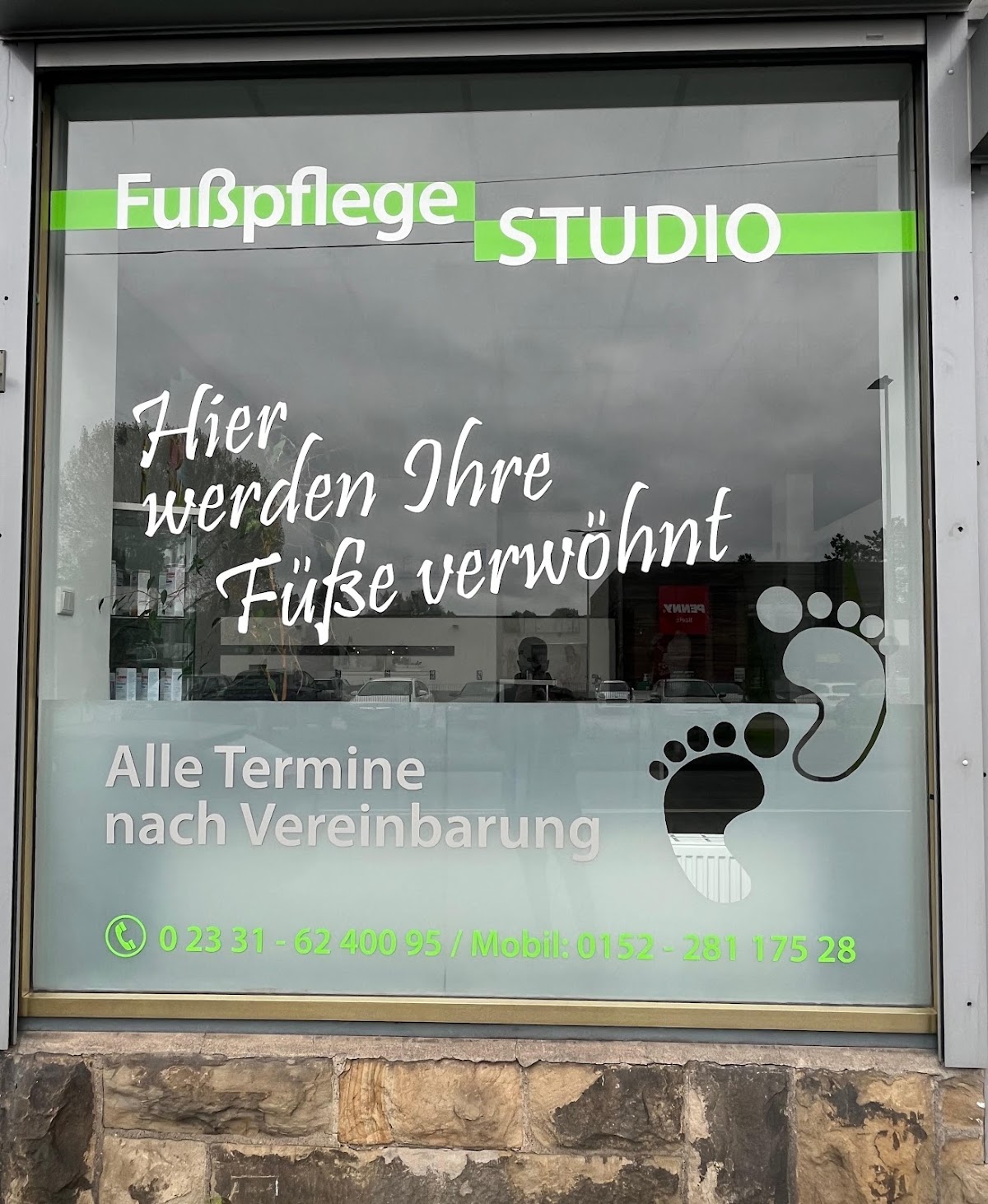 Schaufenster von Tina's Fußpflege Studio in Hagen